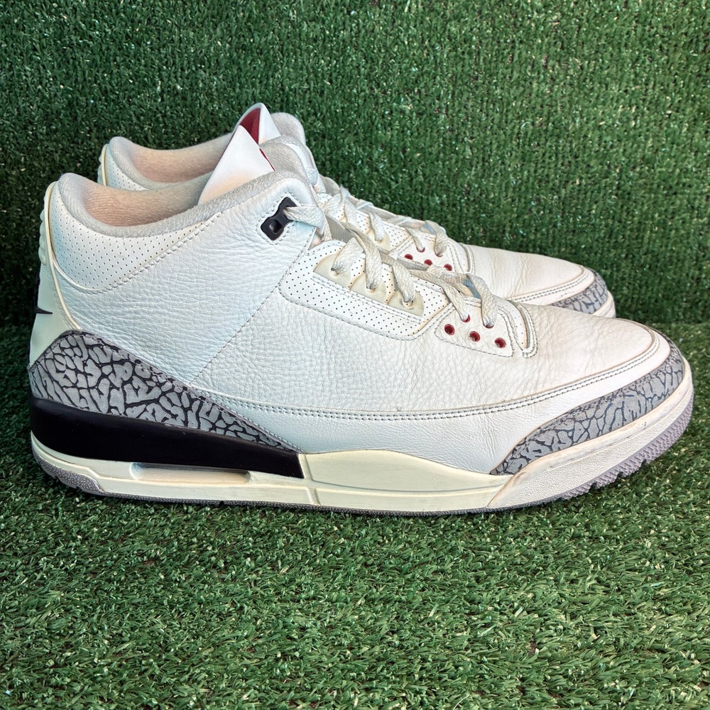 Jordan 3 Retro White Cement Reimagined Elephant Print Basketball Shoe Mens Sz 16